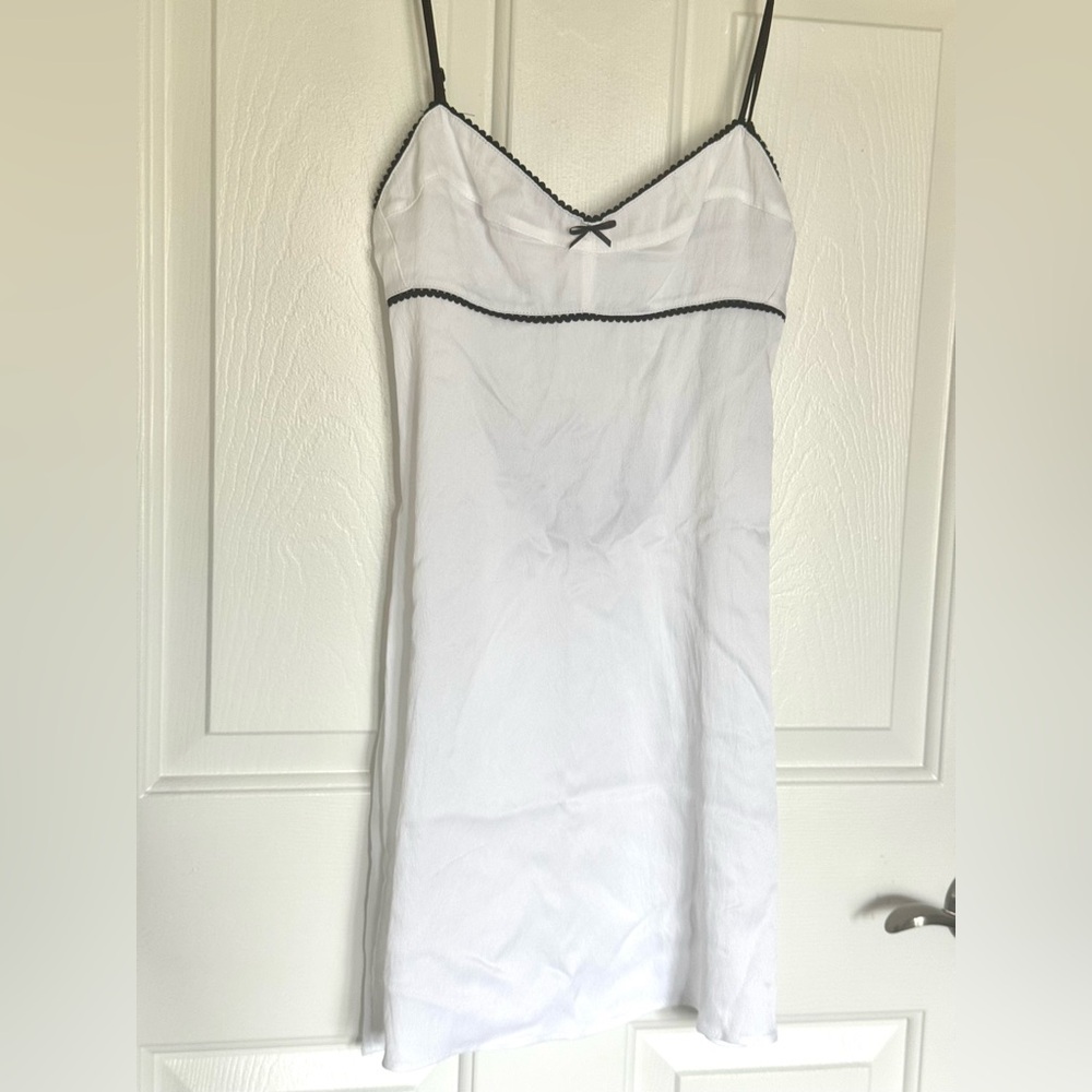 Zara Slip Dress | White Chemise with Black Accents